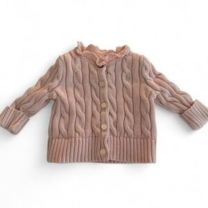 Ralph Lauren Pink Cable Knit Kids Cardigan